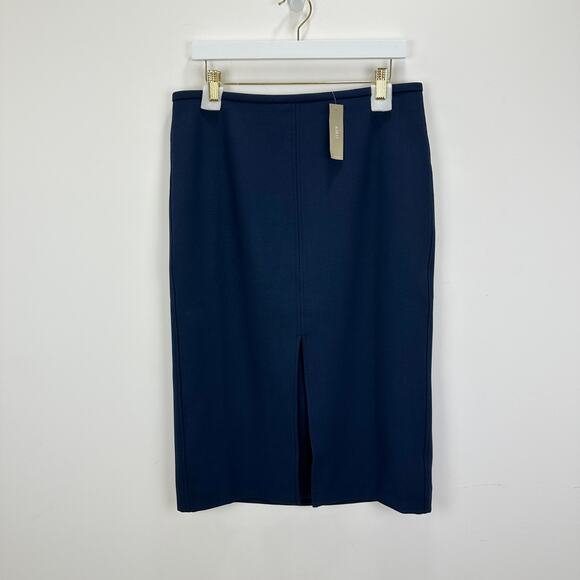 J.Crew Pencil Midi Skirt Four Season Stretch Navy Minimalist Classic US 12 NWT - Picture 4 of 11